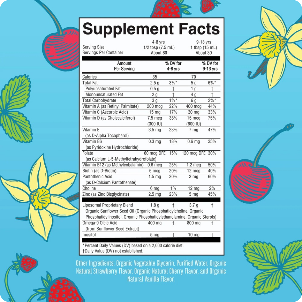 Organic Kids Liquid Multivitamin Liposomal, Strawberry Cherry Vanilla Flavor - 15.22 fl oz - Image 2